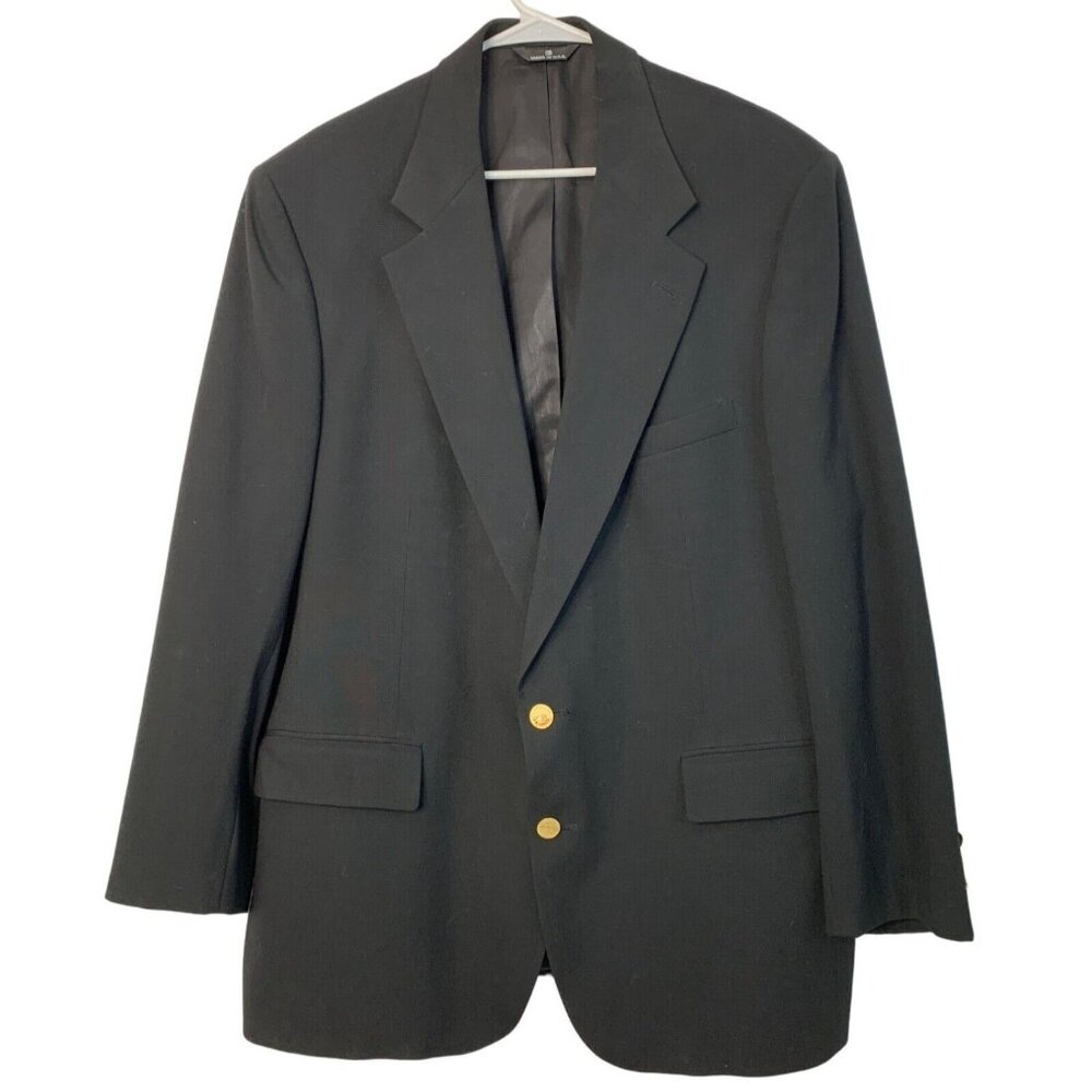 Chaps Ralph Lauren Mountain States CO Black Wool Blazer 48L EUC USA Gold 7197